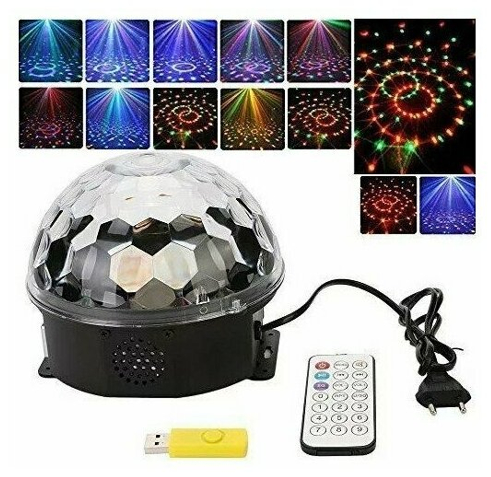 Светодиодный диско- шар MP3 Led Magic Ball Light с пультом управления, bluetooth