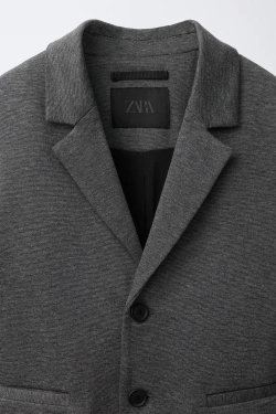 ZARA ОДНОТОННЫЙ КОСТЮМНЫЙ БЛЕЙЗЕР, СЕРЫЙ МЕЛАНЖ