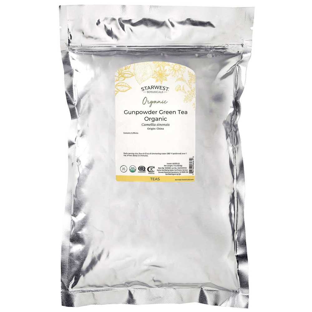 Starwest Botanicals, Цельный зеленый жемчужный чай, натуральный, 1 фунт