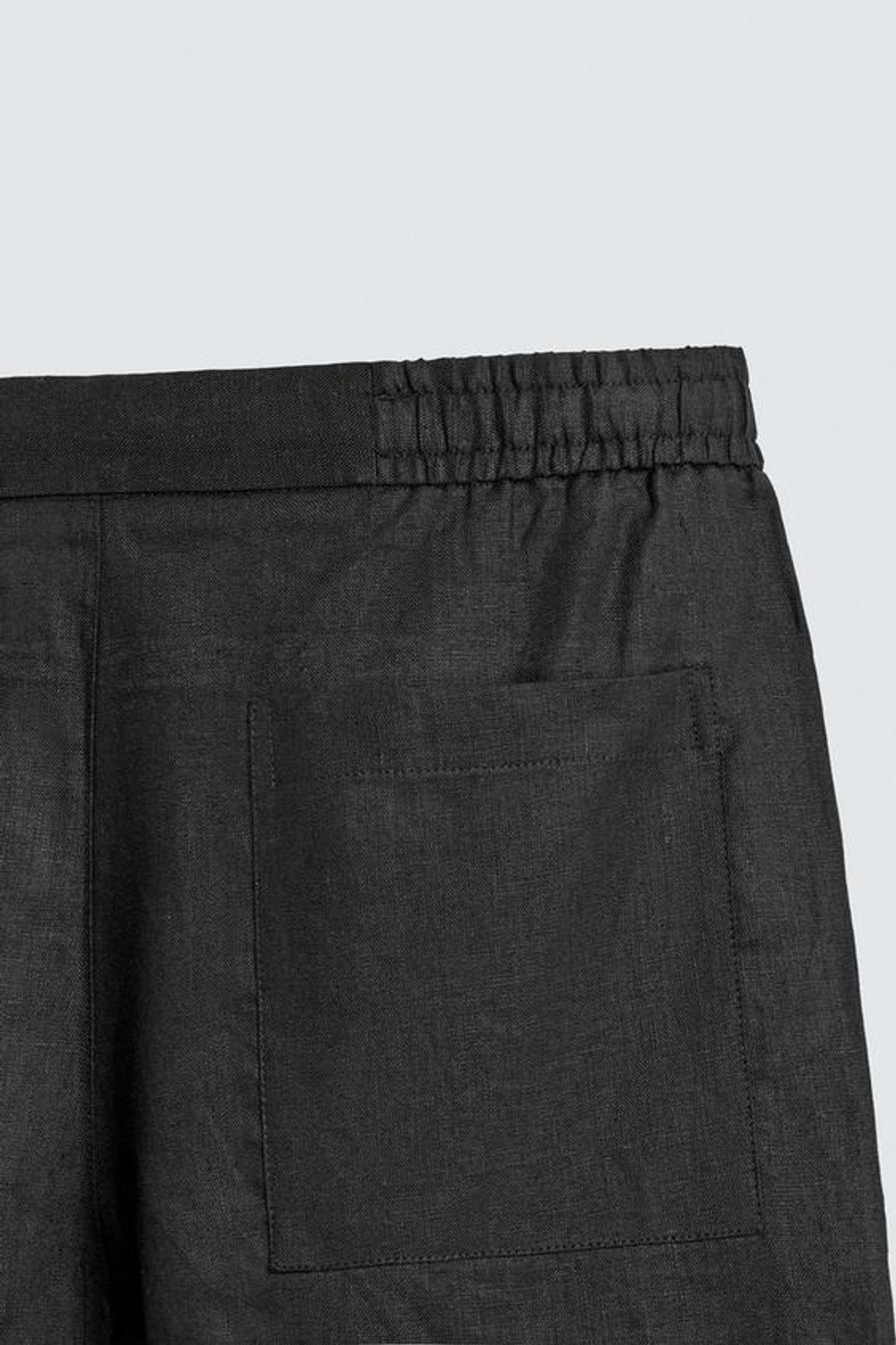 ZARA ШОРТЫ RELAXED FIT ИЗ 100% ЛЬНА, ЧЕРНЫЙ