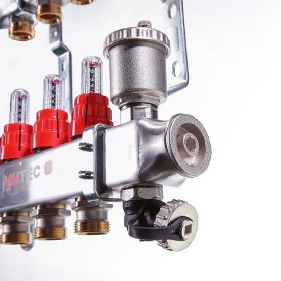 Коллектор Valtec 1"х3/4" 11 контуров для тёплого пола с расходомерами (нерж сталь) VTc.586.EMNX.0611