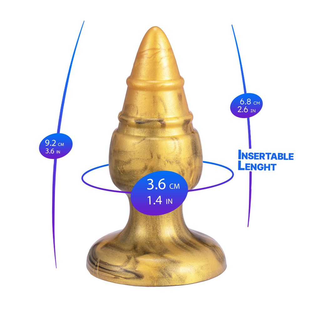 Золотая силиконовая анальная втулка 9,2см SilexD Goldy Fantasy Plug Size M