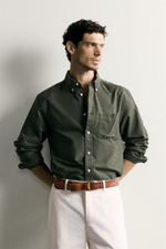 РУБАШКА REGULAR FIT ФАКТУРЫ ОКСФОРД — ZARA