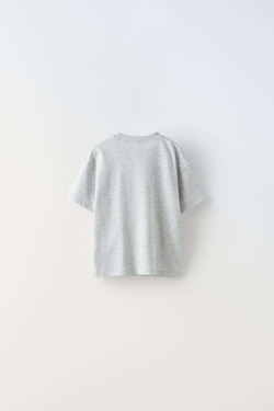 ZARA ФУТБОЛКА С НАШИВКАМИ, СЕРЫЙ С МЕЛАНЖЕВЫМ ЭФФЕКТОМ