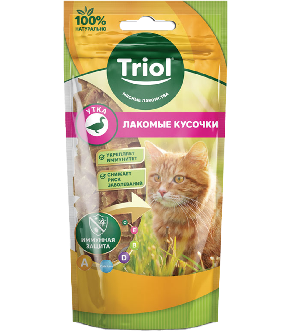 Лакомство для кошек «Лакомые кусочки из утки», 40гр., Triol