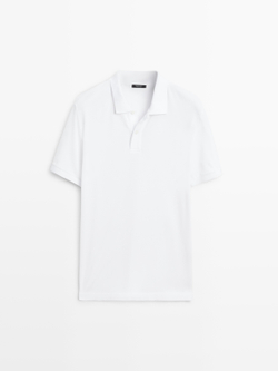 Massimo Dutti Поло из рельефного хлопка, белый
