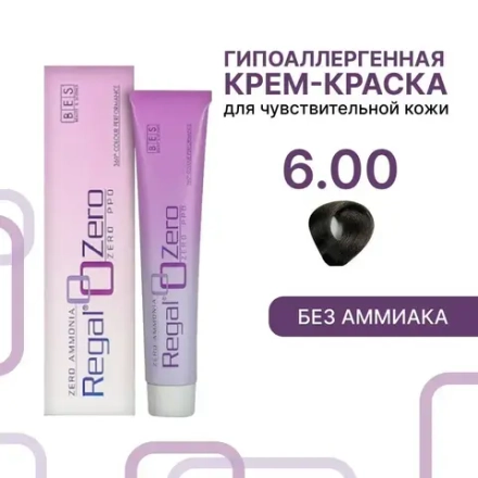 Безаммиачная перманентная крем-краска REGAL ZERO 6.00 интенсивный темный блонд, BES, 100 мл