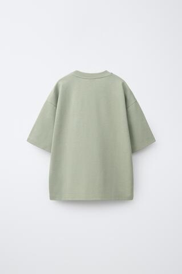 ZARA ОДНОТОННАЯ ФУТБОЛКА ИЗ ИНТЕРЛОКА, СЕРО-КОРИЧНЕВЫЙ
