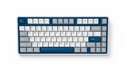 Varmilo Minilo 75% Bluebell — Kailh Box Prestige Light, вид сверху на белом фоне