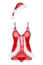 Новогодний комплект с пушком Santacutie Babydoll LXL (46-48) (Цвет: красный, белый)