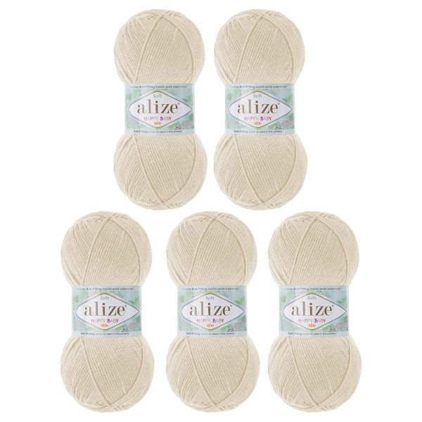 Пряжа Alize (Ализе) Happy Baby New / уп.5 мот. по 100 г, 320м, 62 светло-молочный