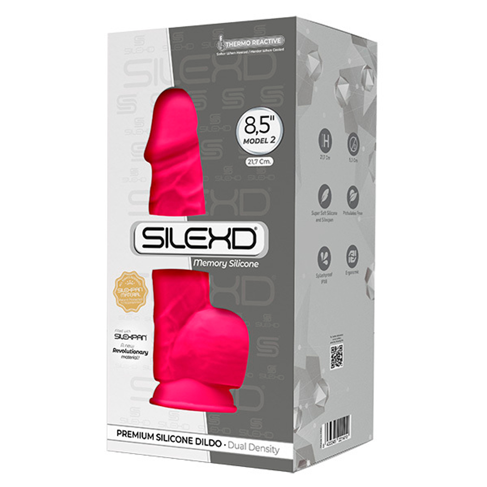 Розовый фаллоимитатор 21,7см на присоске с мошенкой SilexD Premium Silicone Dildo 8,5" Model 2