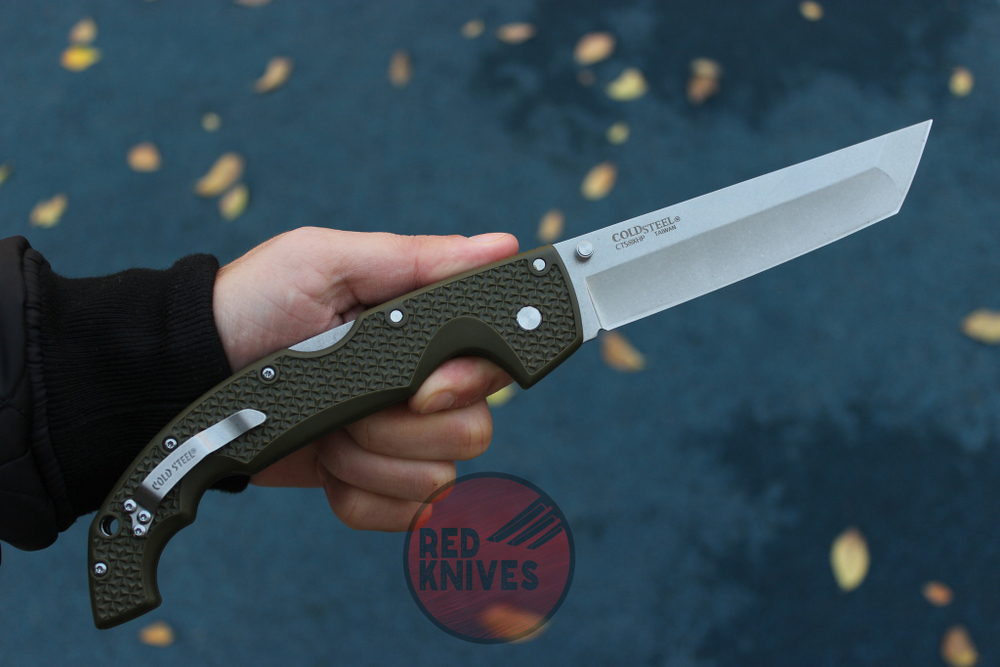 Нож Cold Steel Voyager XL Tanto SW - зеленая рукоять, клинок стоунвош RK-487