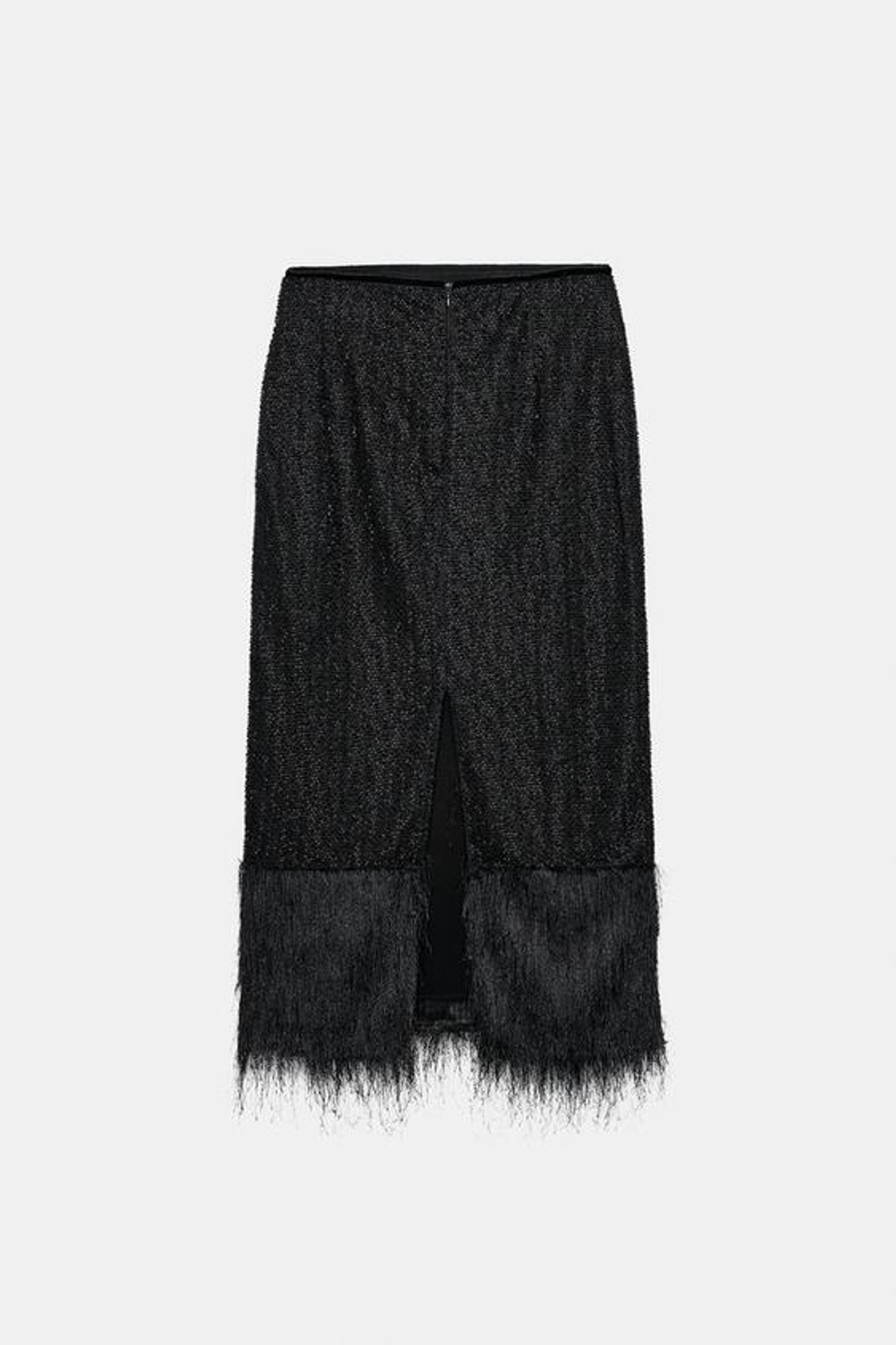 ZARA ПРЯМАЯ ЮБКА С БИСЕРОМ — ZW COLLECTION, ЧЕРНЫЙ
