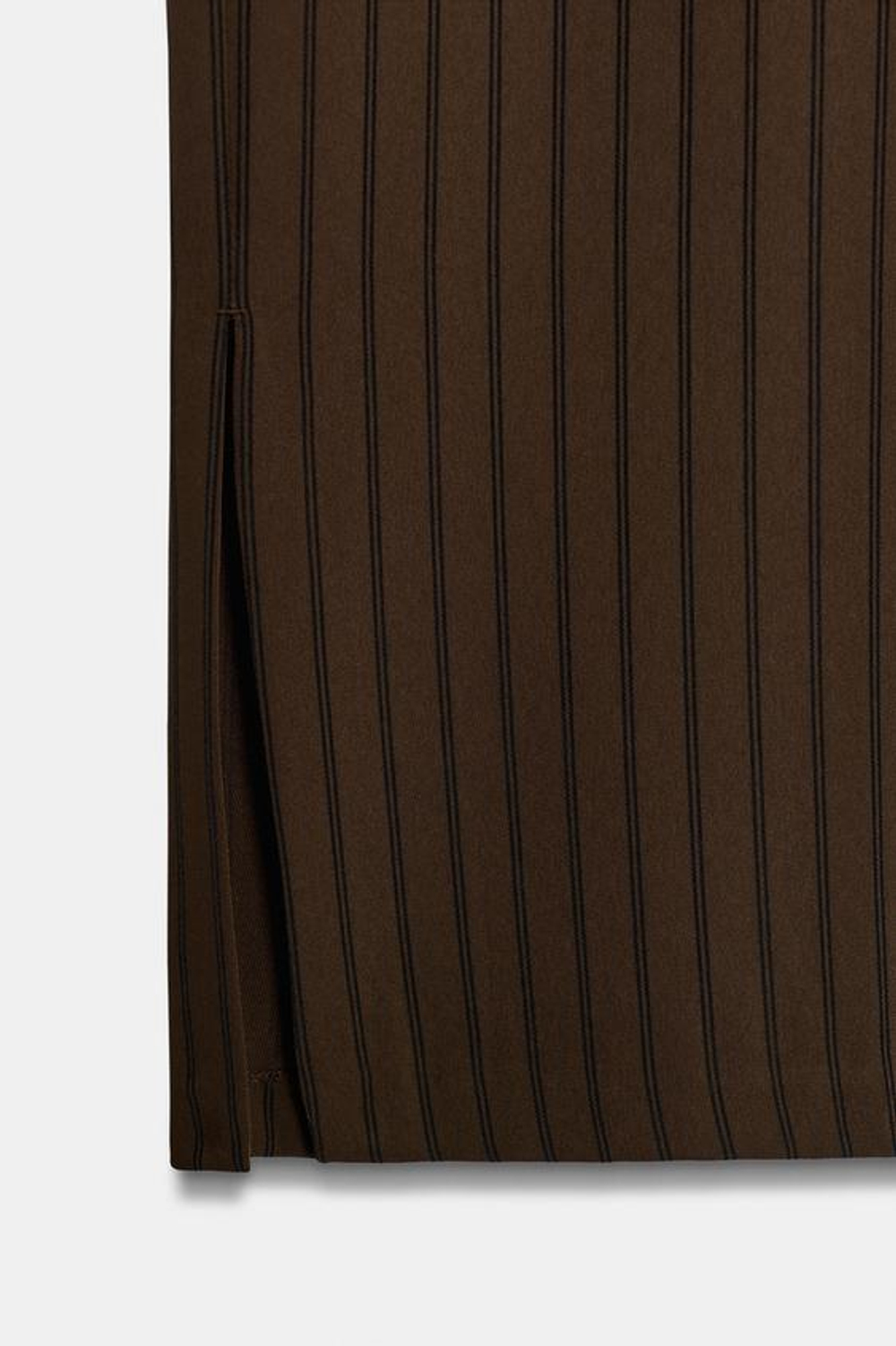 ZARA БРЮКИ В ПОЛОСКУ С РАЗРЕЗАМИ, КОРИЧНЕВЫЙ