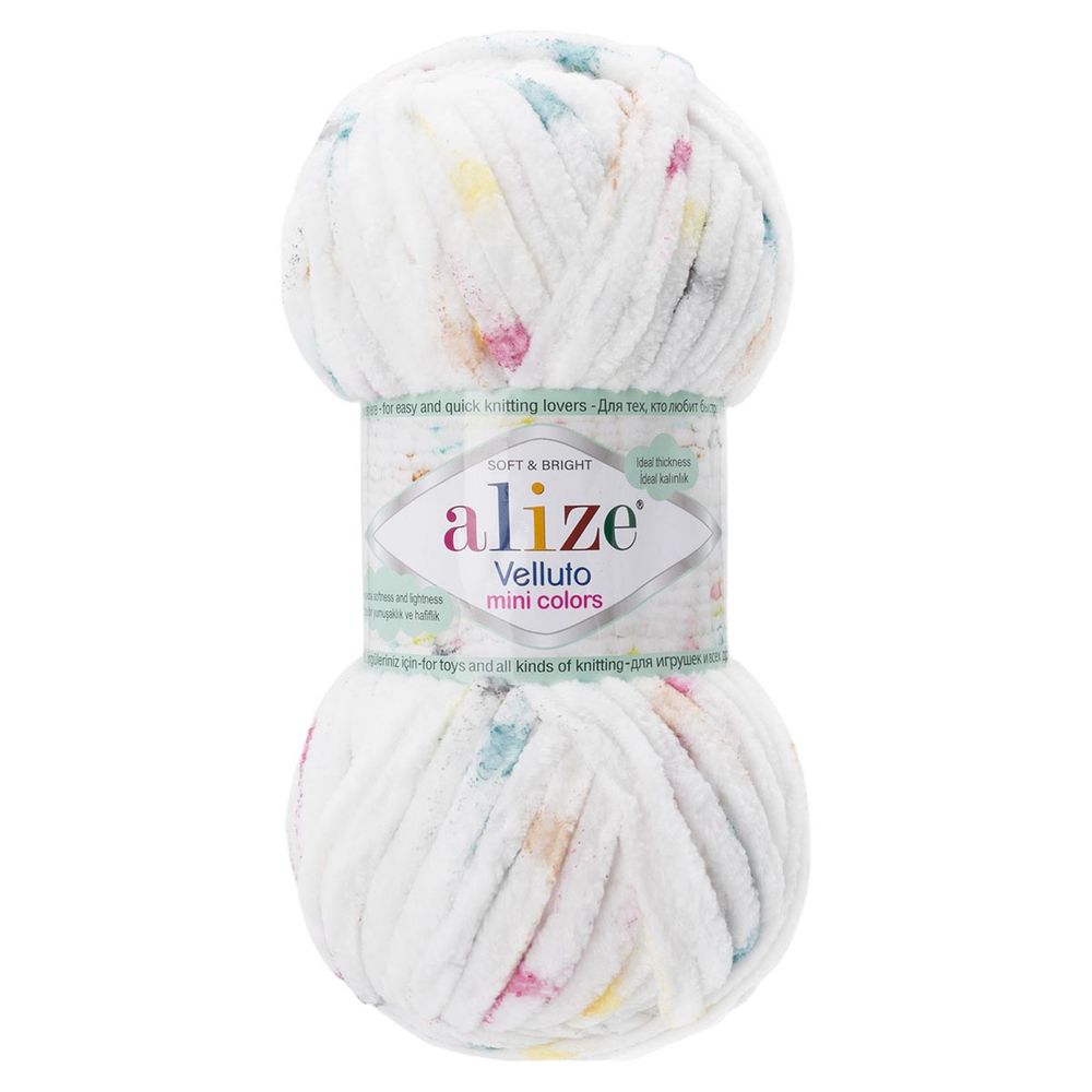 Пряжа Alize (Ализе) Mini Colors серия Бархат (Velluto) / уп.5 мот. по 100 г, 68м, 8112 принт