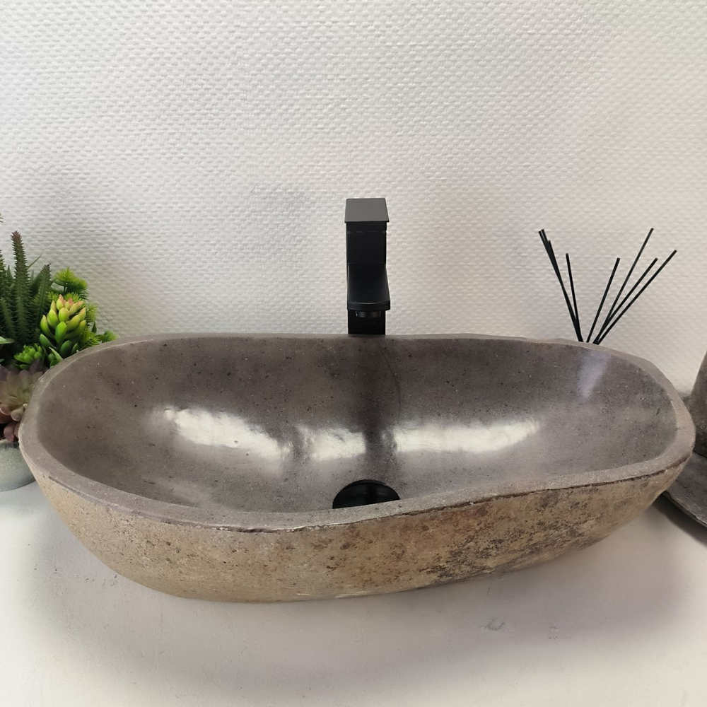 Раковина из речного камня RS-63509 (60x34x15) из натурального камня