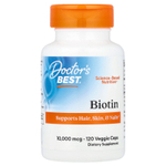 Doctor's Best, биотин, 10 000 мкг, 120 вегетарианских капсул