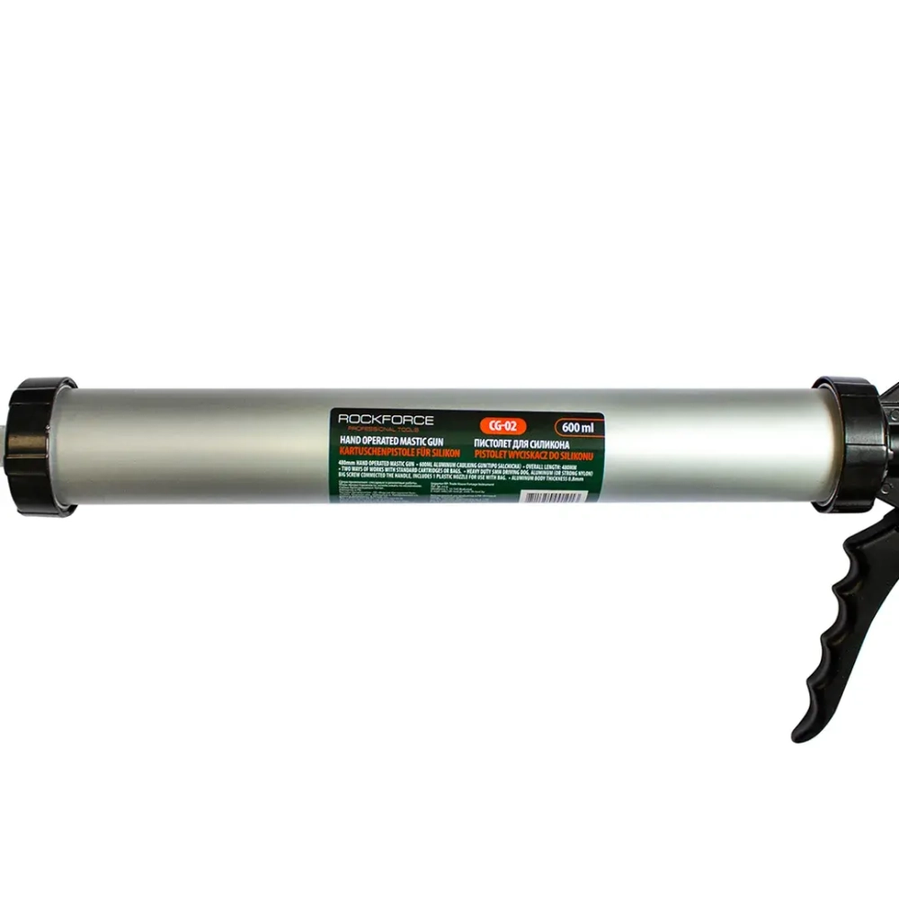 Пистолет для силикона алюминиевый 600мл RockForce##Rock FORCE RF-CG-02