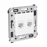 Компьютерная розетка RJ-45 без шторки в стену, кат.6 двойная, "Avanti", "Белое облако"
