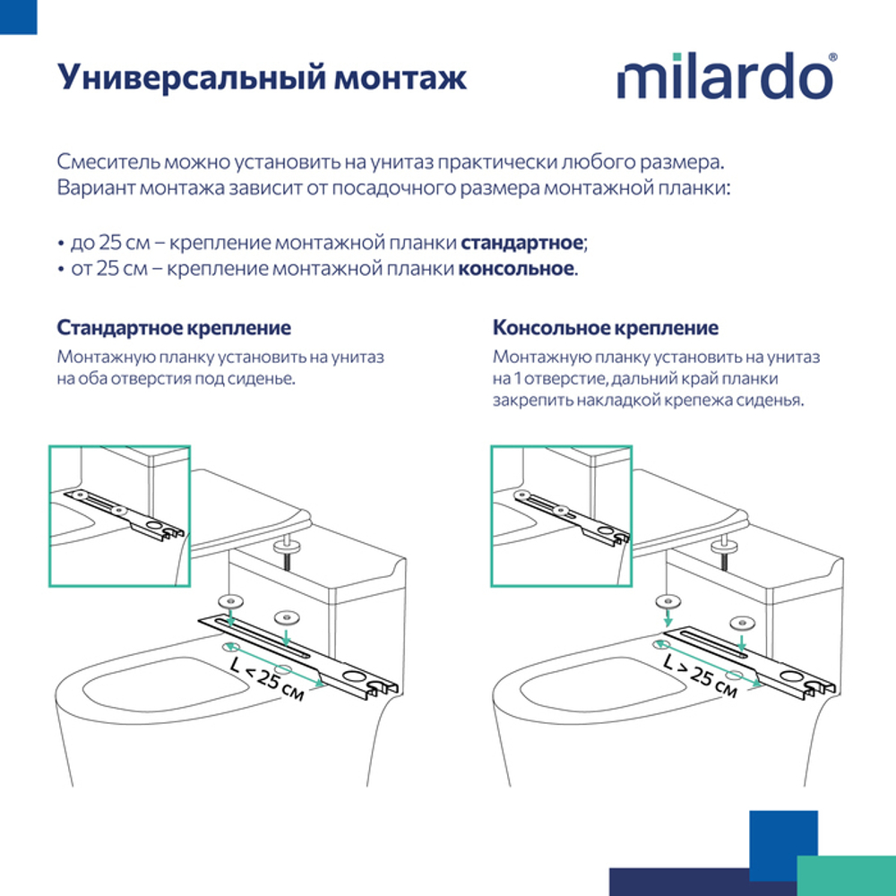 Смеситель с гигиеническим душем 35к Milardo 001BL00M08 Тайди (Tidy) установка на унитаз, ЧЕРНЫЙ мат.