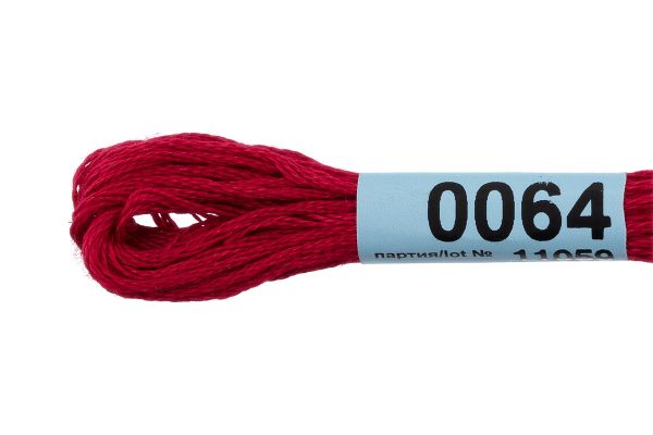 Мулине Gamma 100% хлопок, цв.0064 т.красный, 24 мотка по 8 метров