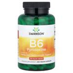 Swanson Vitamins, витамин B6 и пиридоксин, 100 мг, 250 веганских капсул