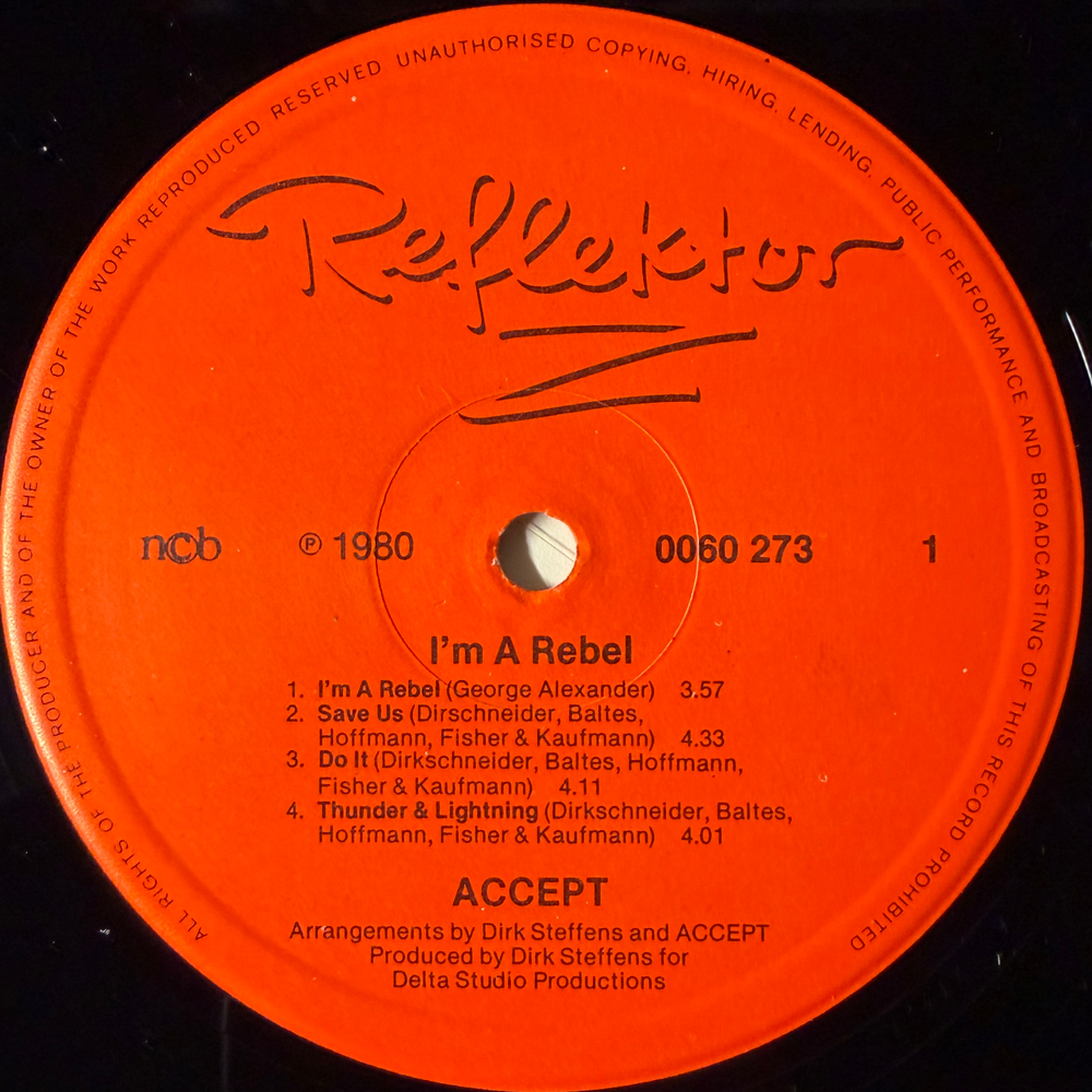 Accept ‎– I'm A Rebel (Скандинавия 1980г.)