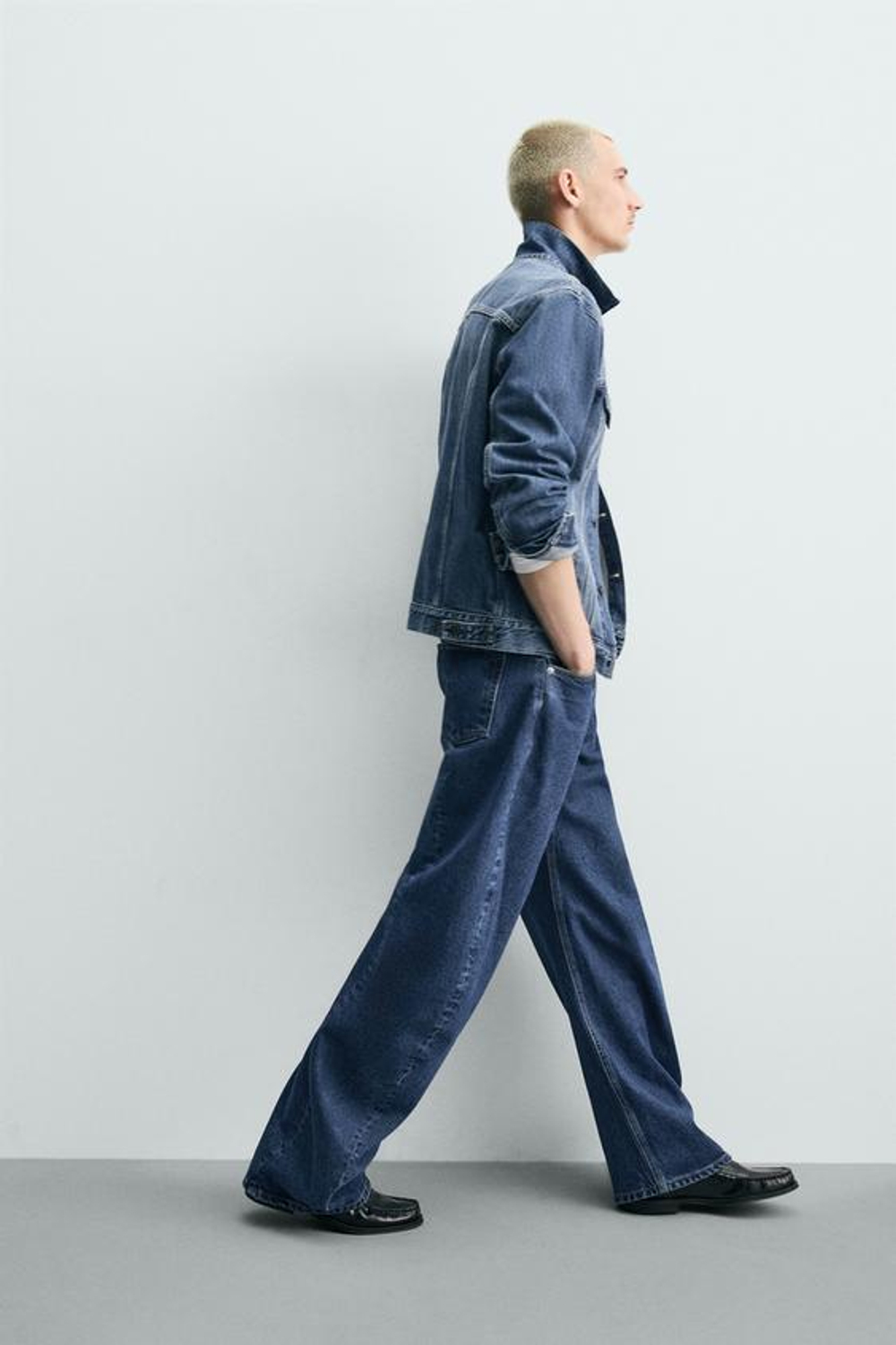 ZARA ДЖИНСЫ BARREL FIT С ДЕКОРАТИВНЫМИ ШВАМИ, СИНИЙ