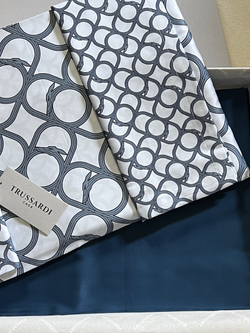 Постельное белье 2 спальное евро макси Trussardi Contemporary Logo синее