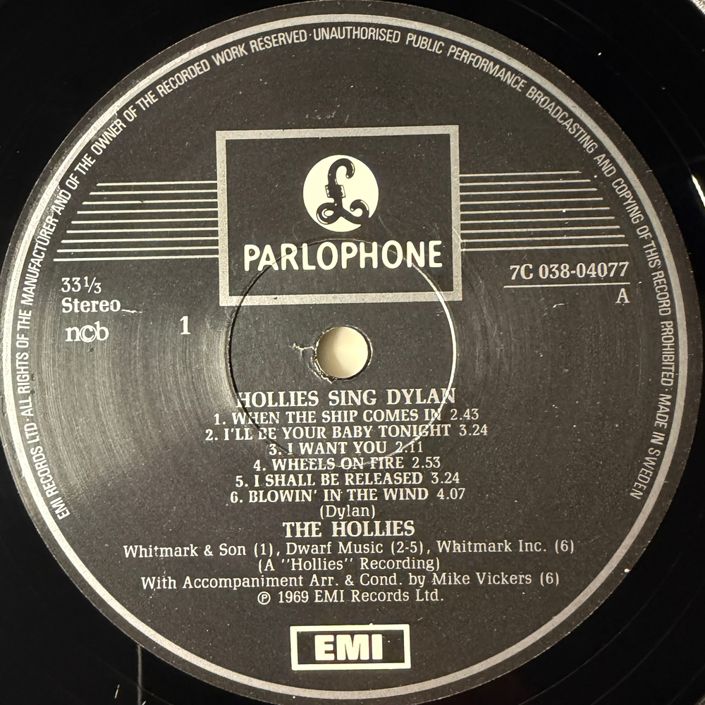 The Hollies – Hollies Sing Dylan (Швеция 1969г.)Т