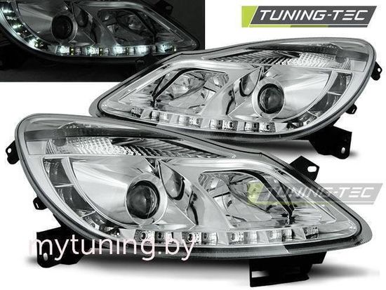 Передние фары Opel Corsa D daylight chrome