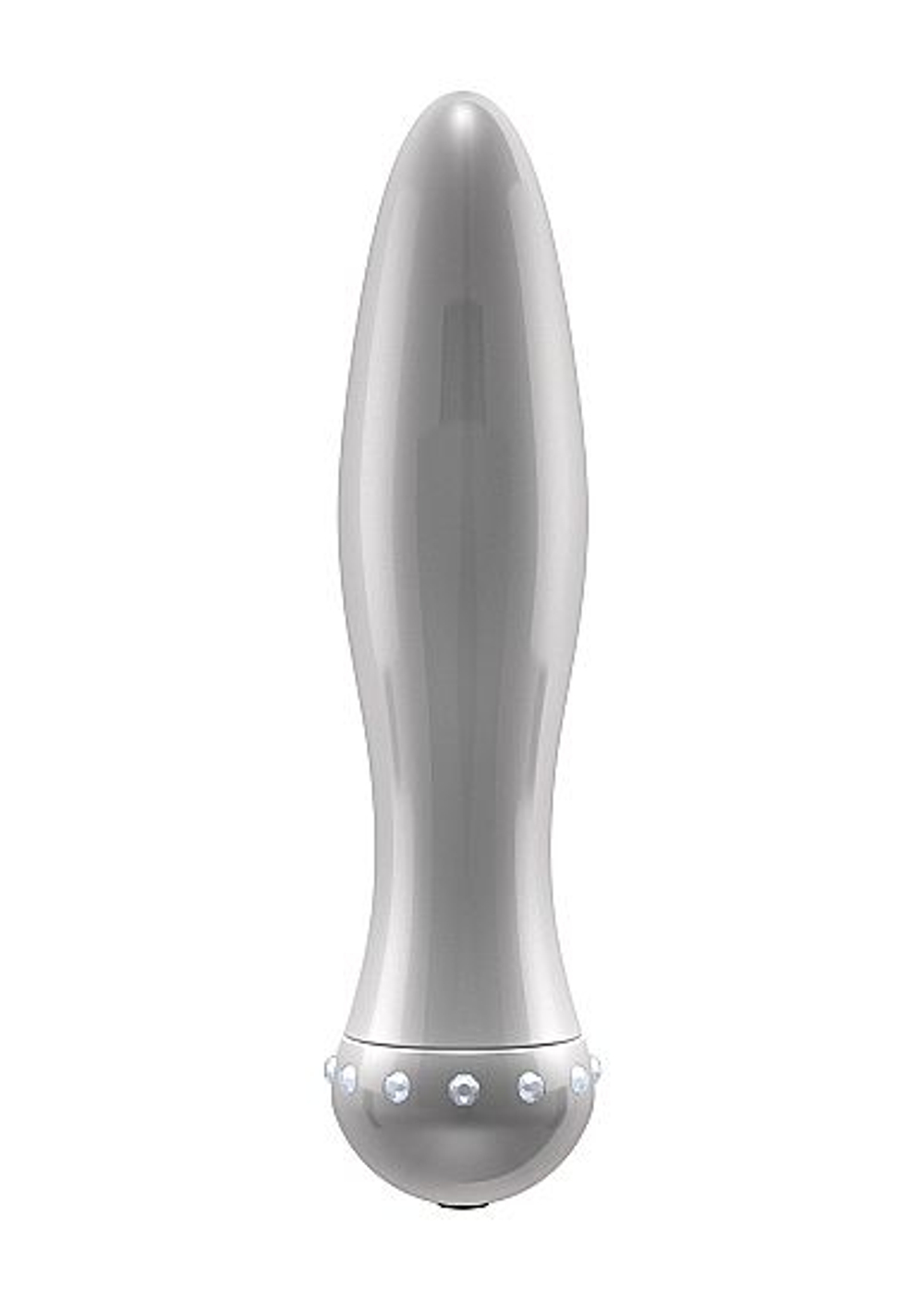 Вибратор-торпеда с кристалликами The Gem Silver - 16,6 см. (Цвет: серебро)