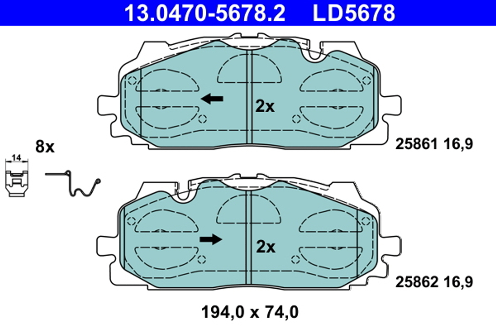 ATE - 13047056782-ATE - Brake Pad Set, disc brake