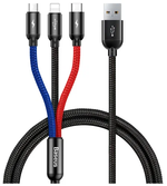 Кабель-зарядка Baseus Three Primary Micro+Lightning+Type-C 3.5A 30см (CAMLT-ASY01) черный