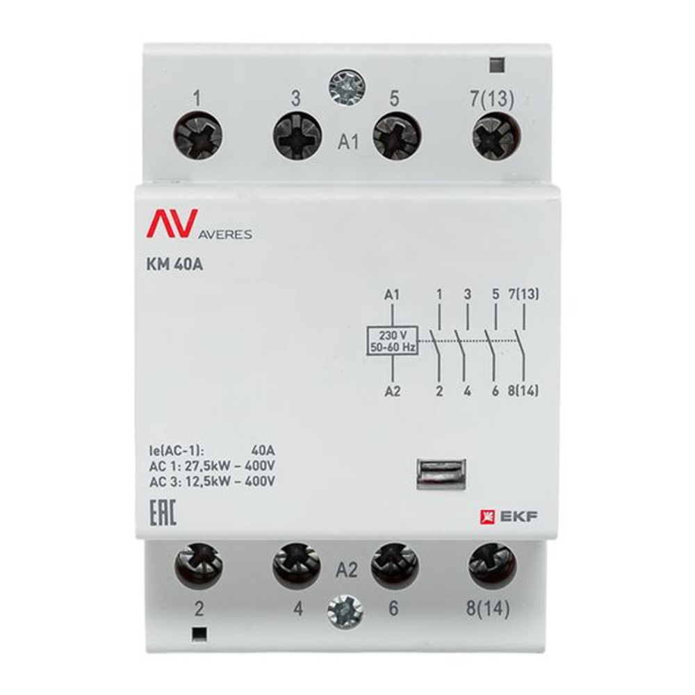 Контактор модульный КМ 40А 4NO 230В АС (3 мод.) AVERES EKF