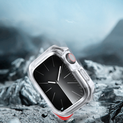 Чехол-бампер прозрачный с белыми вставками от Dux Ducis для часов Apple Watch 46 мм на модели 10 серии, серия Tamo Series Case