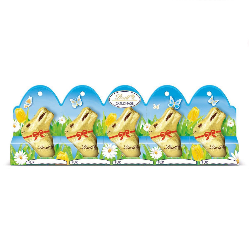 Шоколад молочный Lindt Mini Gold Milk Chocolate Bunnies в форме зайчиков 50 г (5 шт. по 10 г) (Из Финляндии)