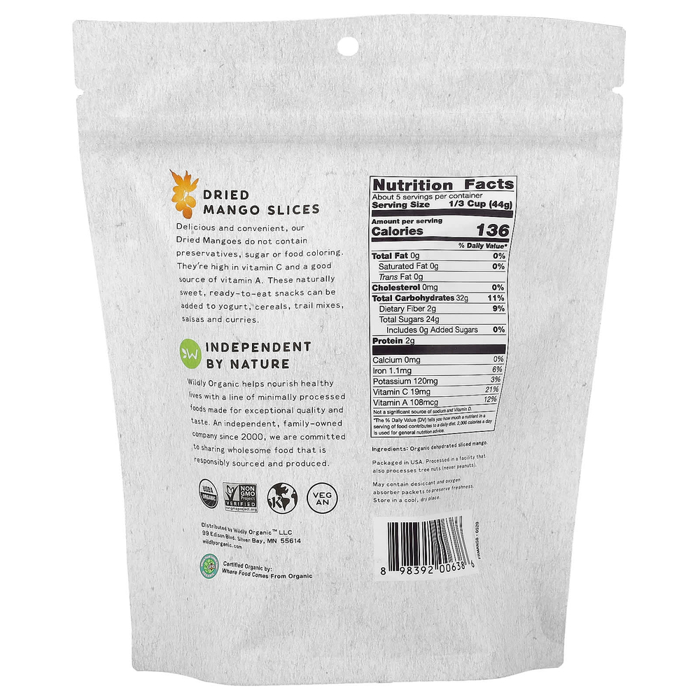 Wildly Organic, ломтики сушеного манго, 227 г (8 унций)