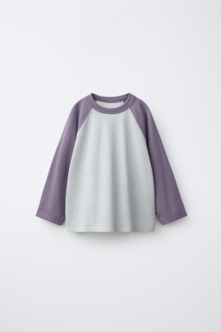 ZARA ФУТБОЛКА С РУКАВАМИ РЕГЛАН, БЛЕДНО-ФИОЛЕТОВЫЙ