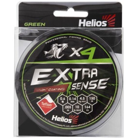 Шнур Helios Extrasense X4 PE Green 150m   0.6/10LB 0.14mm (HS-ES-X4-0.6/10LB)