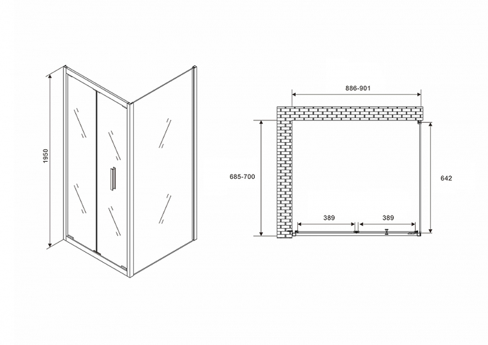Душевой уголок Abber Sonnenstrand 90x70 AG07090B-S70B профиль Черный стекло прозрачное