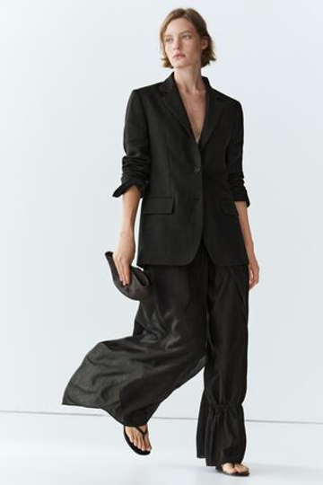 Massimo Dutti Двуслойные брюки с завязками, черный