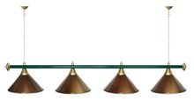 Лампа STARTBILLIARDS 4 пл. (плафоны синие,штанга золотая,фурнитура золото)