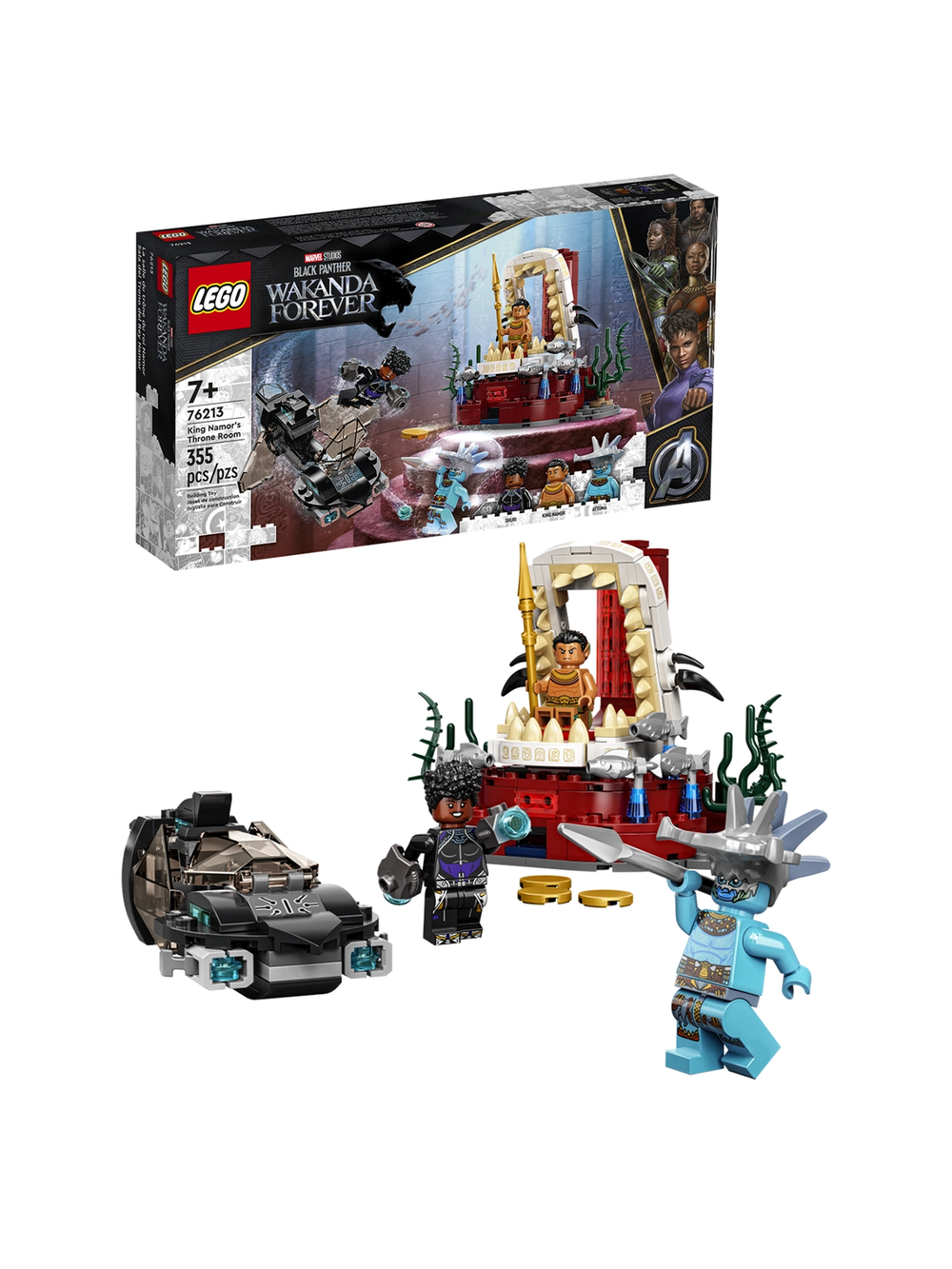 Конструктор Лего Марвел Тронный зал короля Нэмора 76213 | LEGO Marvel | набор по фильму Чёрная пантера | 355 деталей 7+