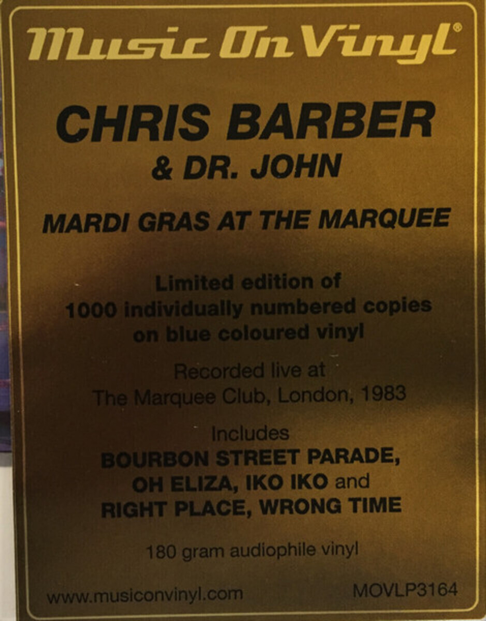 Chris Barber & Dr. John / Mardi Gras At The Marquee (Coloured Vinyl)(2LP)