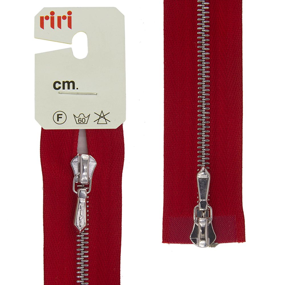 Молния металл RIRI Т4 (4 мм) 2 зам., разъем., 100 см, Ni, слайд.Tropf, цв.2407, красный, 1 шт Молния металл RIRI Т4 (4 мм) 2 зам., разъем., 100 см, Ni, слайд.Tropf, цв.2407, красный, 1 шт