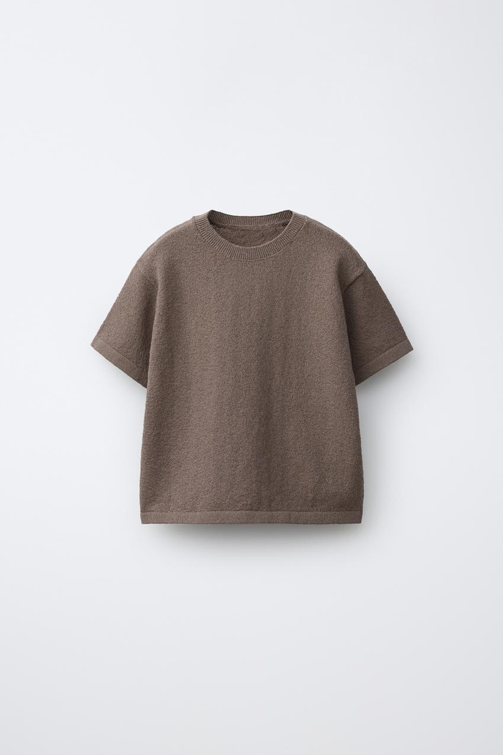 ZARA ФУТБОЛКА В СТИЛЕ РУСТИК, КОРИЧНЕВЫЙ