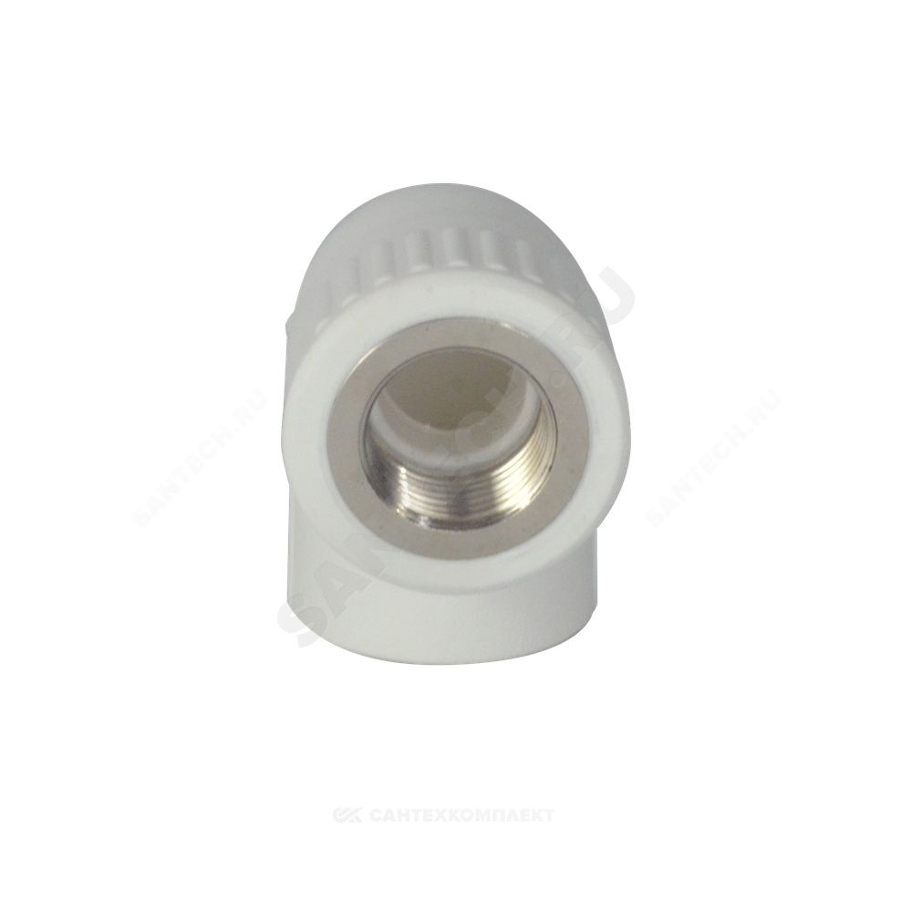 Угольник PP-R комбинированный белый Дн 20х3/4"х90гр ВР ZFPCL