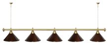 Лампа STARTBILLIARDS 5 пл. (плафоны коричневые,штанга золотая,фурнитура золото)